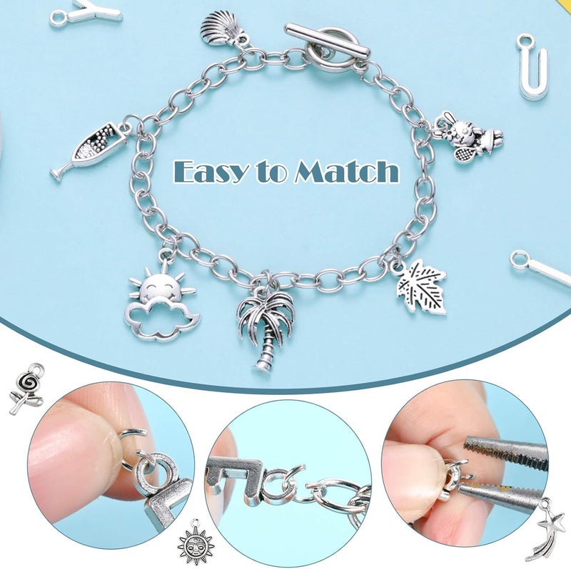 Highergo 469 Pcs Bangles Bracelet Making Kit Link Chain Bracelet Charms with OT Toggle Clasp DIY - Image 3
